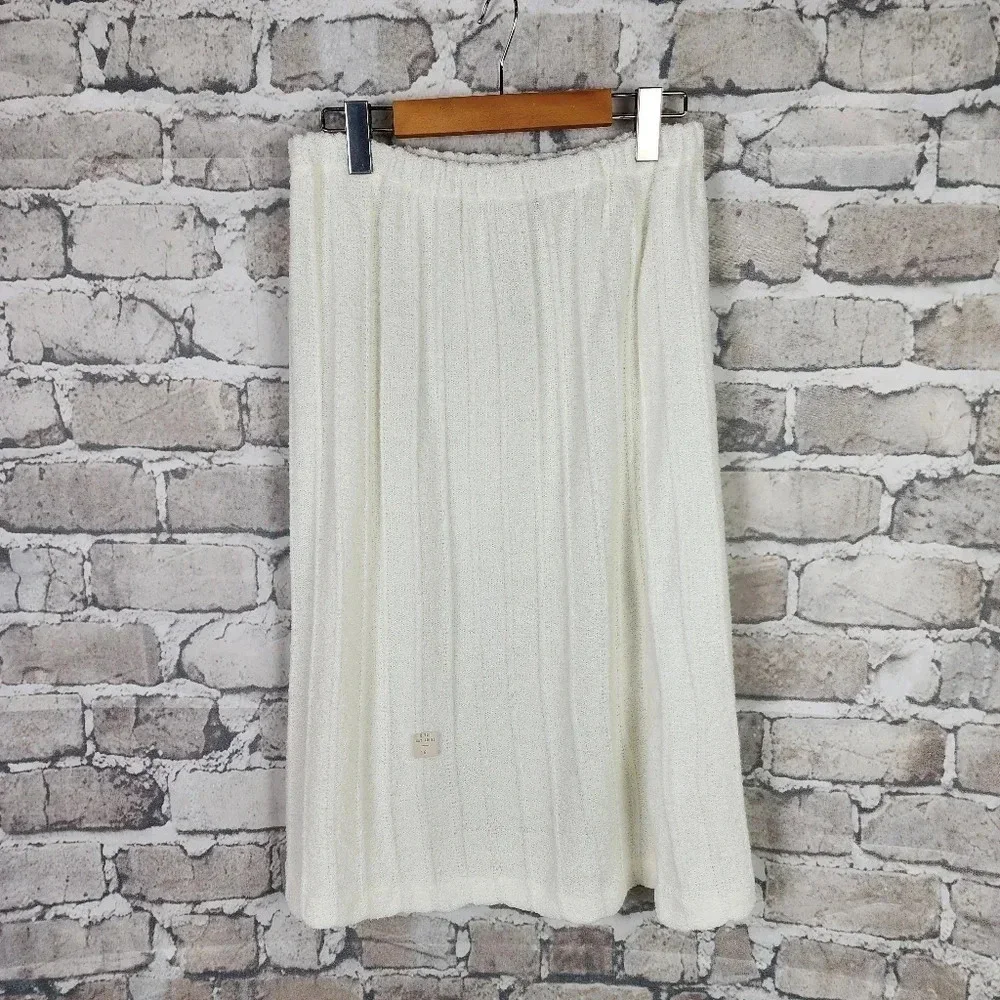Vintage Sears Knit Midi Skirt Ivory Gathered Waist Size 16 Measures Smaller - Picture 1 of 10
